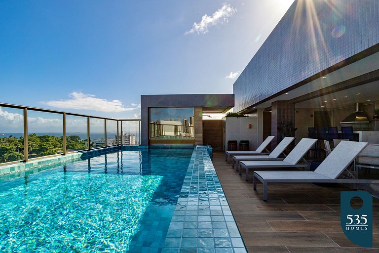 Studio with Rooftop 500m from the Barra's beach