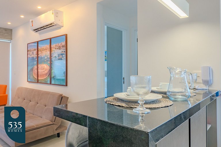 Apartamento super equipado perto da praia da Barra