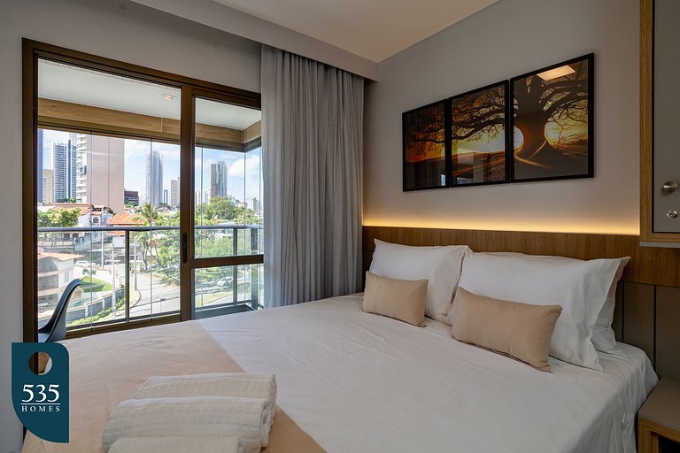 Quarto e sala moderno a 700m do Salvador Shopping