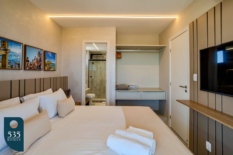 Quarto e sala vista mar em Stella a 400m da praia