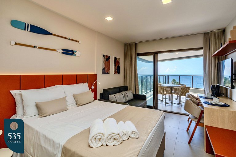 Quarto e sala vista mar a passos da Praia da Barra