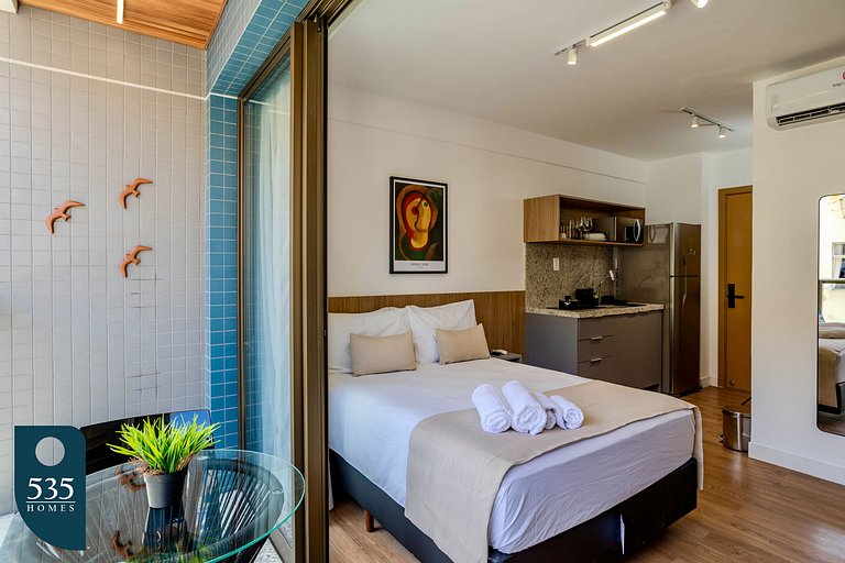 Studio equipado na Barra a 200m do mar