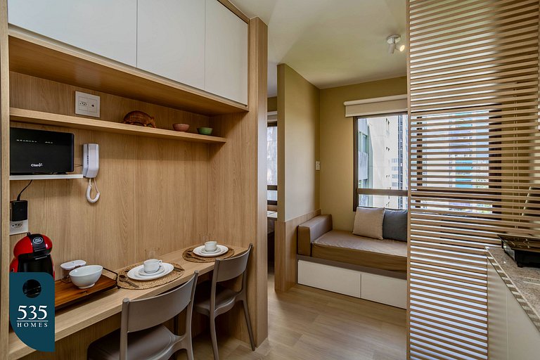 Quarto e sala super equipado na Federação