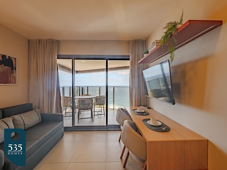 Vista direta para o Morro do Cristo e o mar