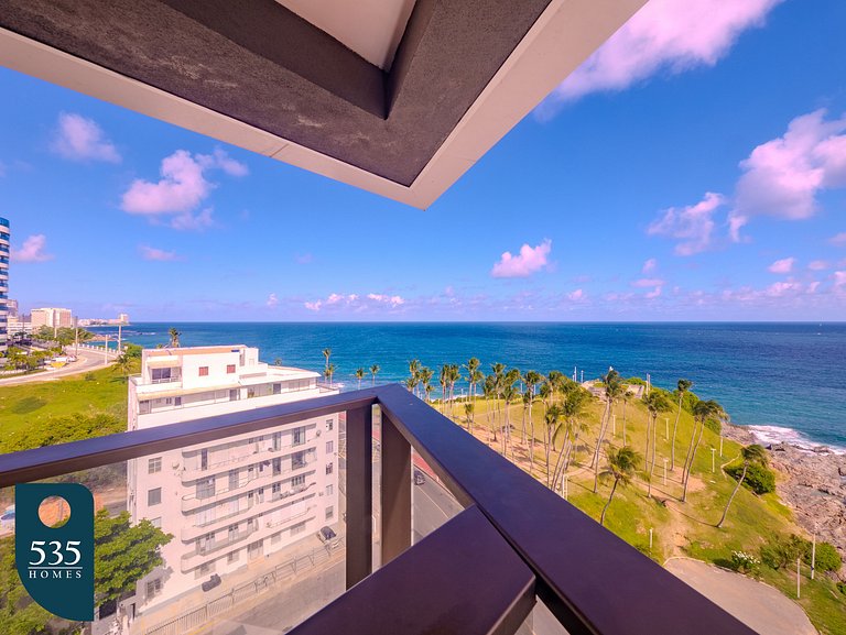 Vista direta para o Morro do Cristo e o mar