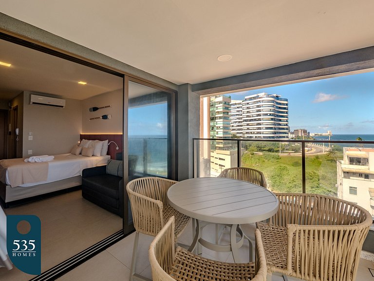 Vista direta para o Morro do Cristo e o mar