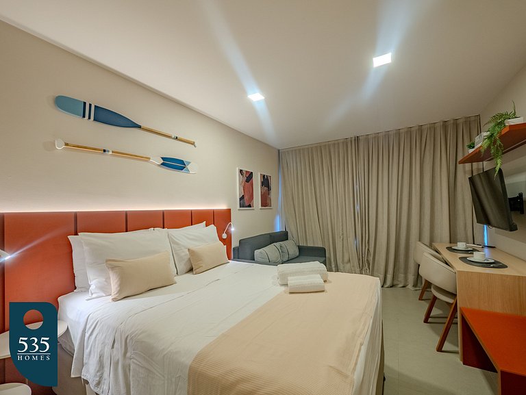 Vista direta para o Morro do Cristo e o mar