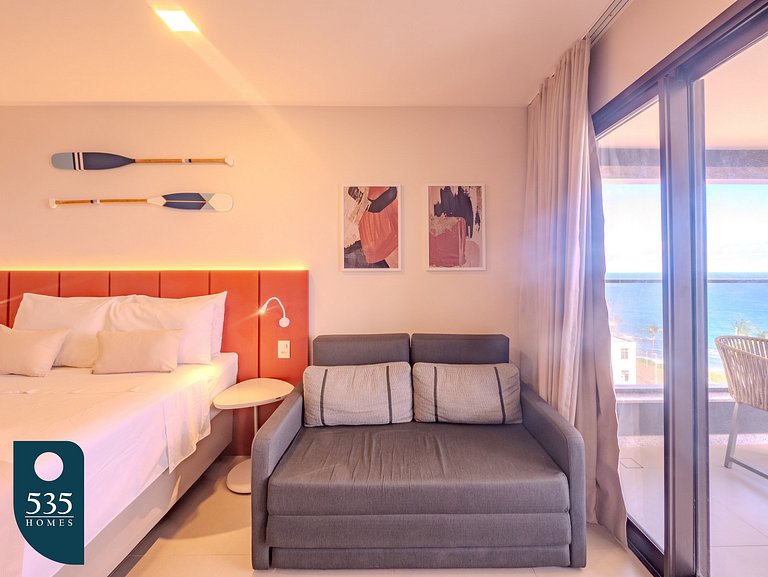 Vista direta para o Morro do Cristo e o mar