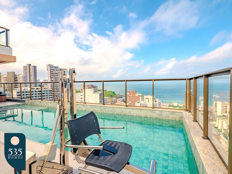 Descanse em apartamento vista mar na barra