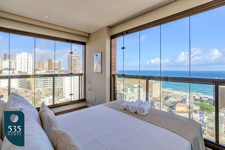 Viva com conforto na Barra com vista mar
