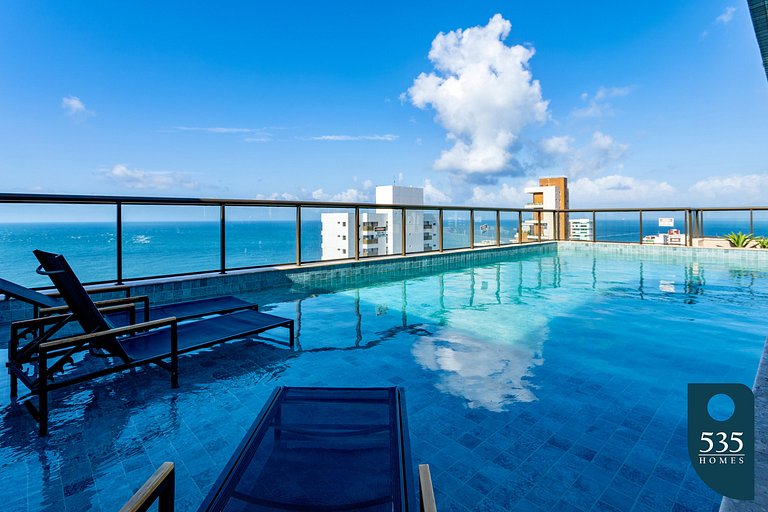 Viva com conforto na Barra com vista mar