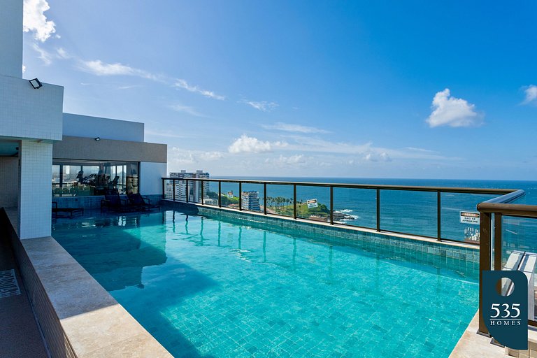 Viva com conforto na Barra com vista mar