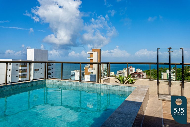 Viva com conforto na Barra com vista mar