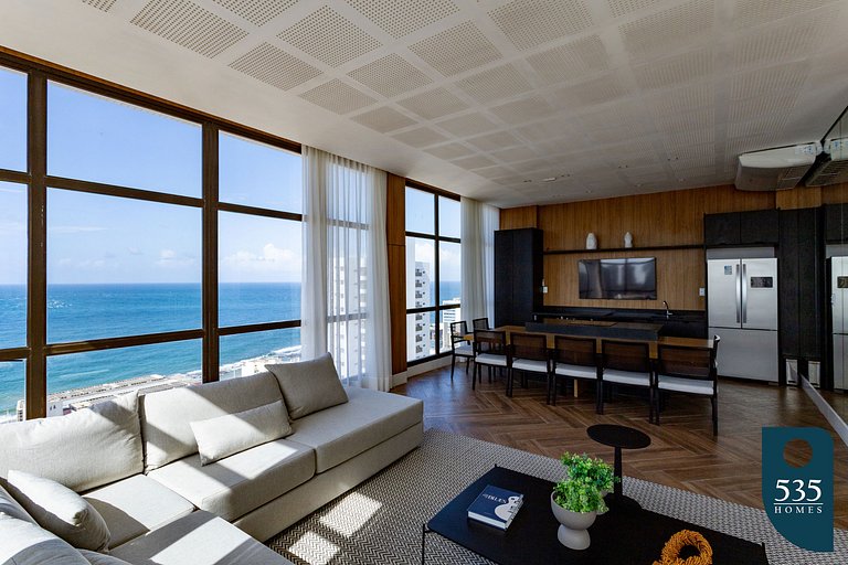 Viva com conforto na Barra com vista mar